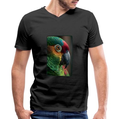 Colorful Parrot Close-Up Design - Men's Premium Organic V-Neck T-Shirt