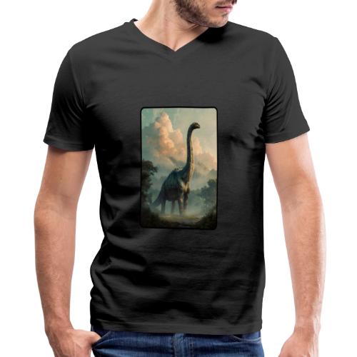 Brachiosaurus Prehistoric Scene Design - Men's Premium Organic V-Neck T-Shirt