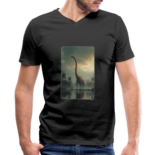 Brachiosaurus Misty Lake Design - Men's Premium Organic V-Neck T-Shirt