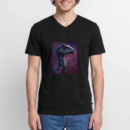Blue Velociraptor Portrait Design - Men's Premium Organic V-Neck T-Shirt
