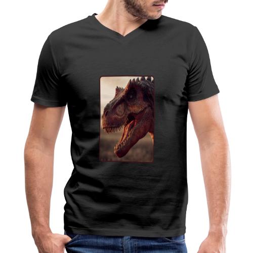 T Rex Roaring Close-Up Design - Men's Premium Organic V-Neck T-Shirt
