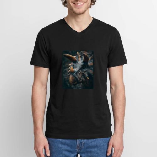 Triceratops Detailed Portrait Design - Men's Premium Organic V-Neck T-Shirt