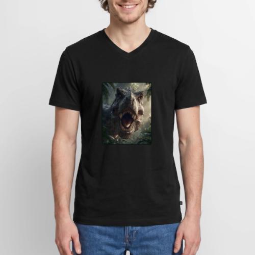 T Rex Jungle Roar Design - Men's Premium Organic V-Neck T-Shirt