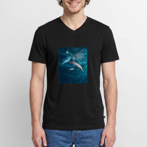 Dolphin Sunlit Ocean Serenity Design - Men's Premium Organic V-Neck T-Shirt