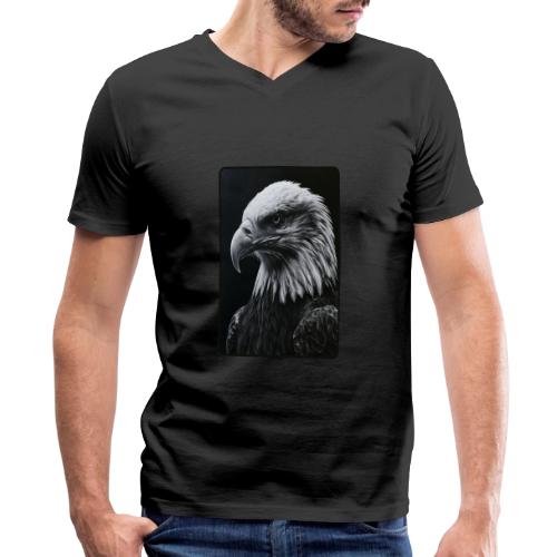Black White Bald Eagle Design - Men's Premium Organic V-Neck T-Shirt