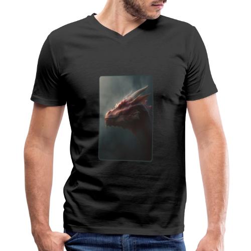 Red Dragon Fog Portrait Design - Men's Premium Organic V-Neck T-Shirt