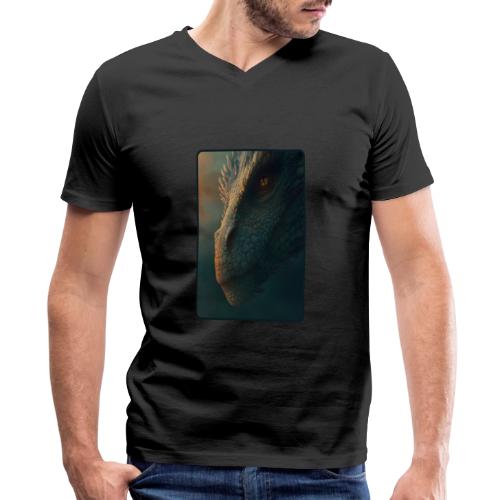 Golden Eye Dragon Close-Up Design - Men's Premium Organic V-Neck T-Shirt