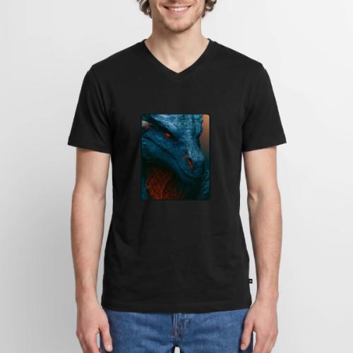 Turquoise Dragon Fire Eye Design - Men's Premium Organic V-Neck T-Shirt