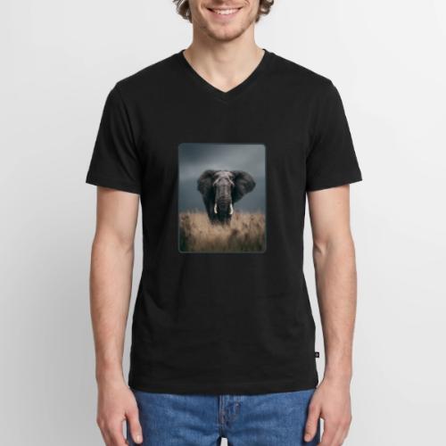 Majestic African Elephant Portrait Design - Men's Premium Organic V-Neck T-Shirt