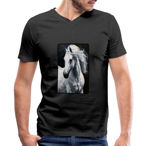 White Horse Oil Painting Design - Men's Premium Organic V-Neck T-Shirt