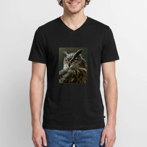 Eurasian Eagle Owl Portrait Design - Men's Premium Organic V-Neck T-Shirt