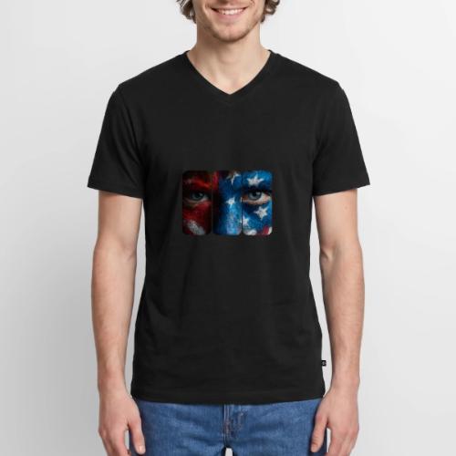 USA: Painted for the Flag - Men's Premium Organic V-Neck T-Shirt
