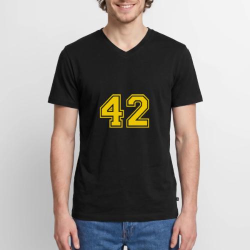 Number 42 in a classic athletic collegiate font - Men's Premium Organic V-Neck T-Shirt