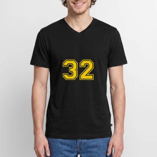 Number 32 in a classic athletic collegiate font - Men's Premium Organic V-Neck T-Shirt