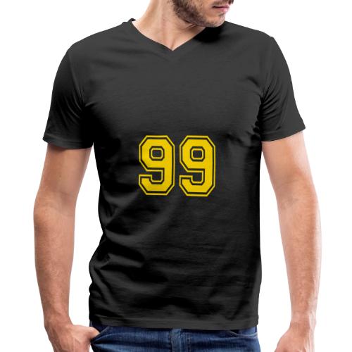 Number 99 in a classic athletic collegiate font - Men's Premium Organic V-Neck T-Shirt