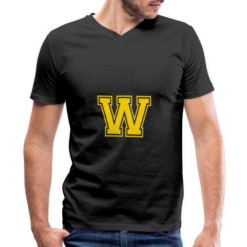 Letter W – Capital Athletic Alphabet Monogram - Men's Premium Organic V-Neck T-Shirt