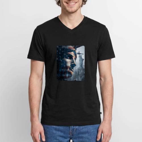 USA: Liberty in Three Visions - Men's Premium Organic V-Neck T-Shirt