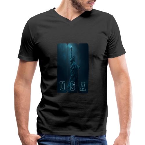 Neon Liberty USA Triptych - Men's Premium Organic V-Neck T-Shirt