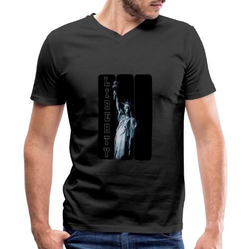 USA: Vertical Liberty - Men's Premium Organic V-Neck T-Shirt