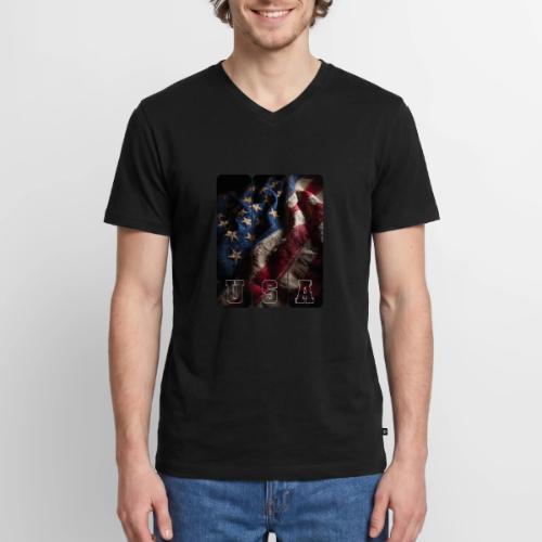 USA: Worn Stars and Stripes - Men's Premium Organic V-Neck T-Shirt
