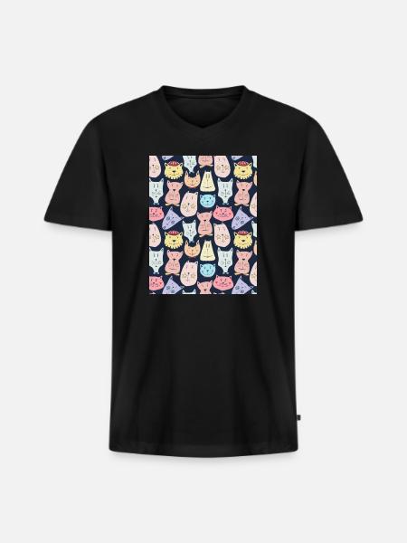 Funny Cats - Men's Premium Organic V-Neck T-Shirt - black
