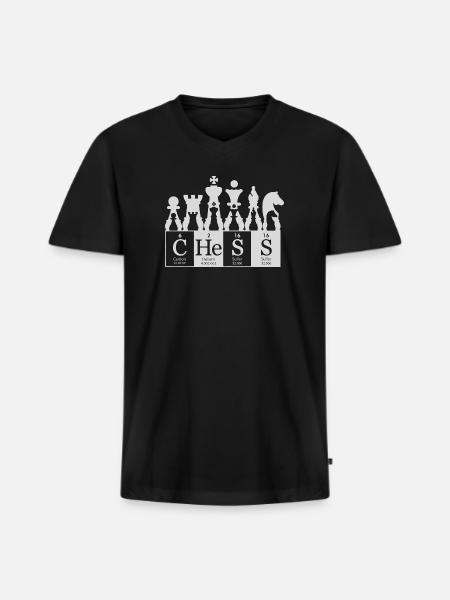 ChemChess Atomic Chessboard Periodic - Men's Premium Organic V-Neck T-Shirt - black