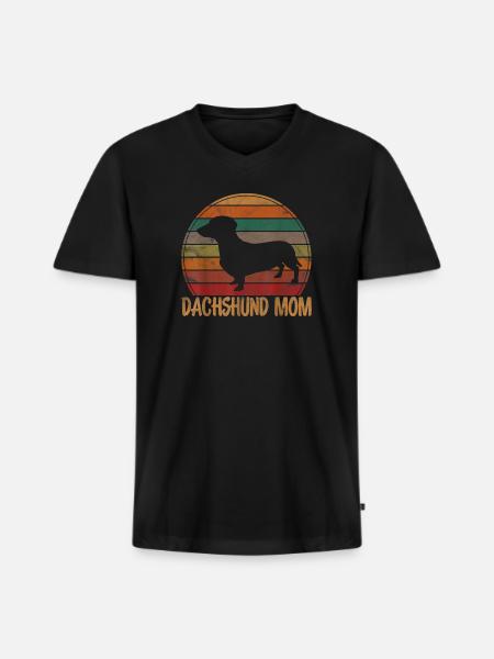 Dachshund Mom Retro Rainbow - Men's Premium Organic V-Neck T-Shirt - black