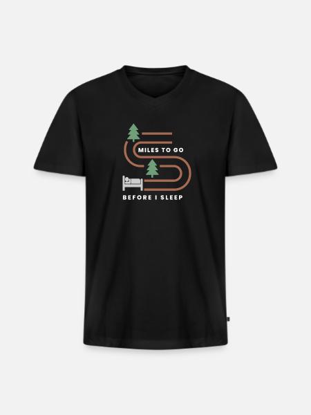 MILES TO GO BEFORE I SLEEP - Men's Premium Organic V-Neck T-Shirt - black