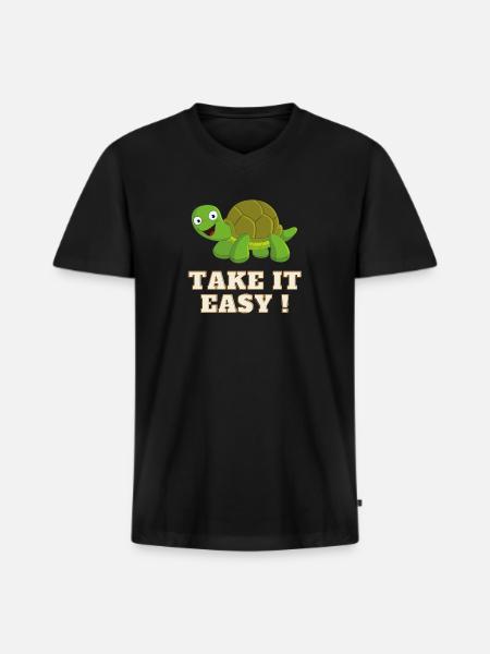 Take It Easy Turtle - Men's Premium Organic V-Neck T-Shirt - black