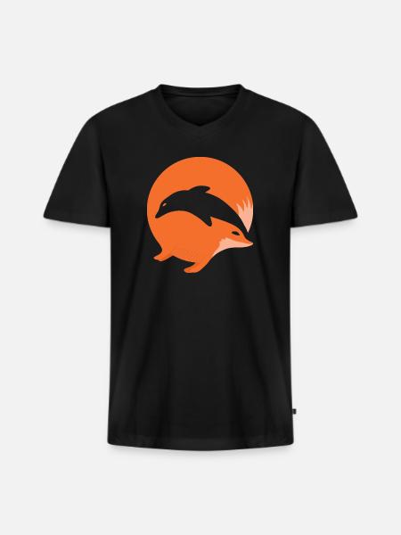 Fox or Dolphin in this fun optical illusion - Men's Premium Organic V-Neck T-Shirt - black