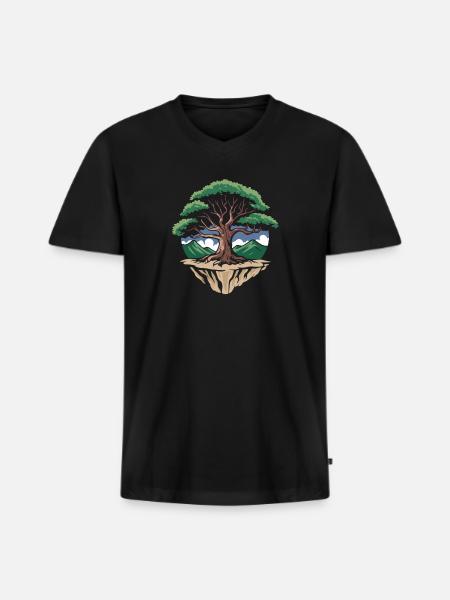 Floating Harmony Tree - Men's Premium Organic V-Neck T-Shirt - black
