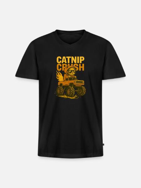 Cool Cat Monstertruck - Men's Premium Organic V-Neck T-Shirt - black