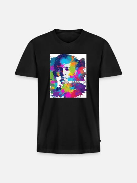 silence speaks - Men's Premium Organic V-Neck T-Shirt - black