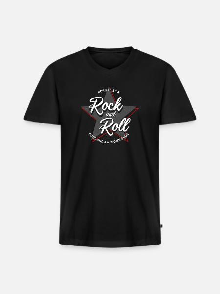 Born to Rock and Roll Star Design - Men's Premium Organic V-Neck T-Shirt - black