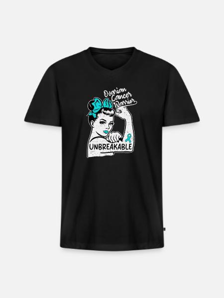 Unbreakable Ovarian Cancer Warrior - Men's Premium Organic V-Neck T-Shirt - black