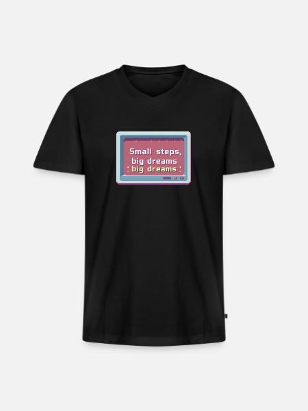 Small Steps Big Dreams Pixel - Men's Premium Organic V-Neck T-Shirt - black