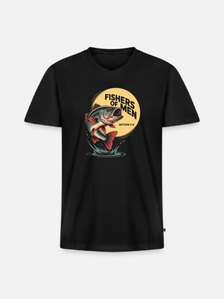 Fisher of Men Emblem - Men's Premium Organic V-Neck T-Shirt - black