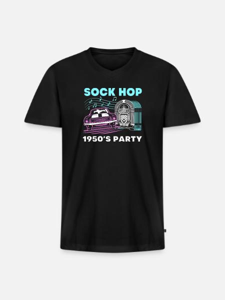 Music Dance Sock Hop - Men's Premium Organic V-Neck T-Shirt - black