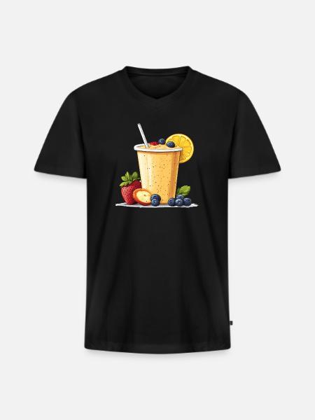 Citrus Berry Smoothie Cup - Men's Premium Organic V-Neck T-Shirt - black