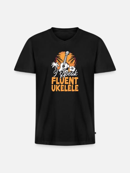 Hawaiian Ukulele Uke I Speak - Men's Premium Organic V-Neck T-Shirt - black