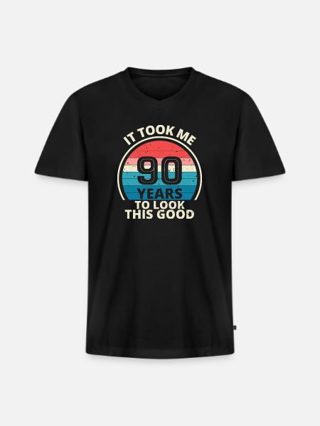 90th Birthday - Men's Premium Organic V-Neck T-Shirt - black