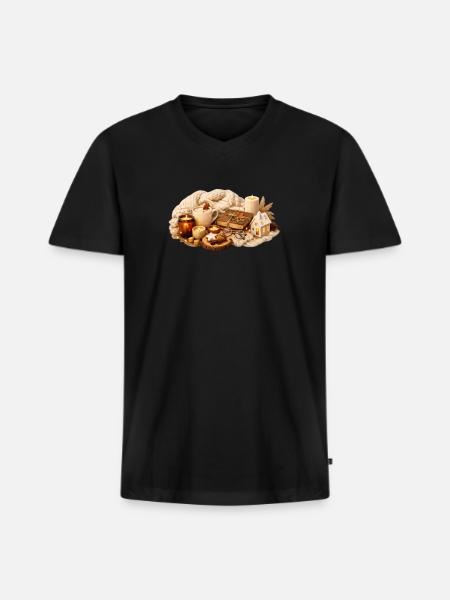 Cozy Rustic Hearth Night - Men's Premium Organic V-Neck T-Shirt - black