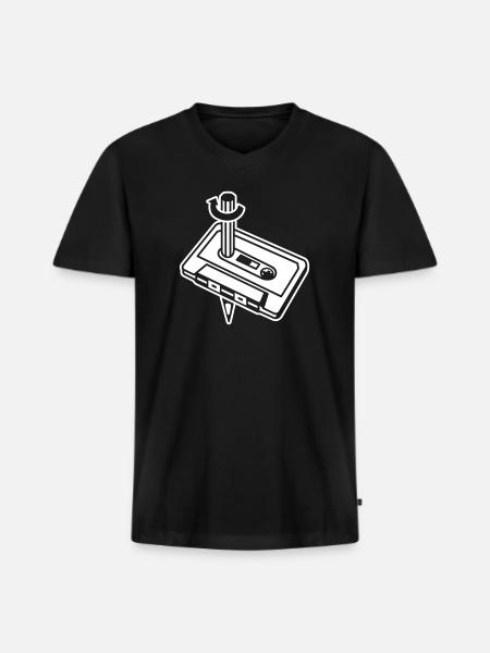 Unique Cassette Mixtape Relationship - Men's Premium Organic V-Neck T-Shirt - black