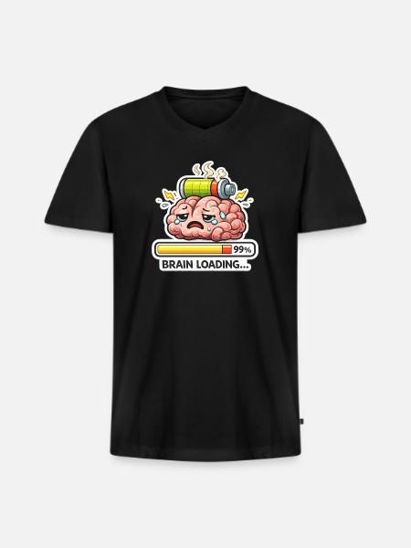 Brain Battery Loading - Men's Premium Organic V-Neck T-Shirt - black