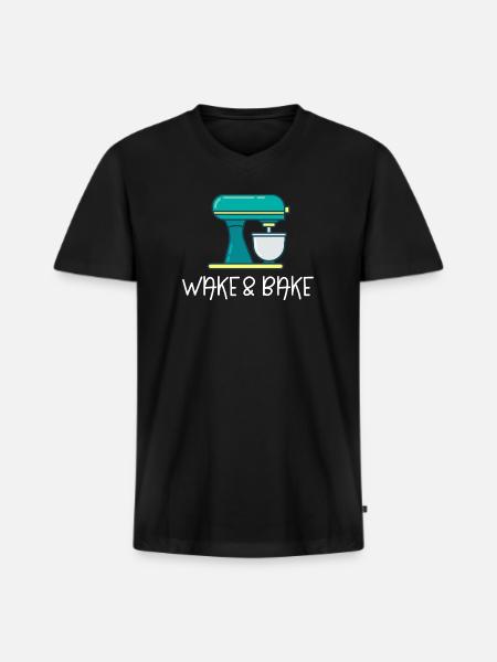 Wake And Bake - Men's Premium Organic V-Neck T-Shirt - black