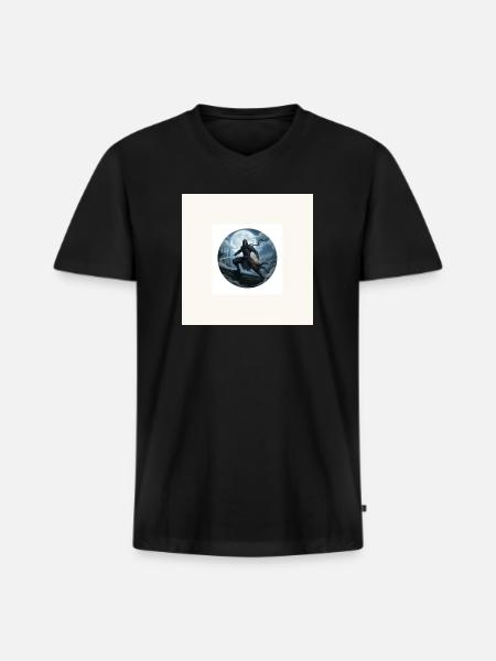 Moonlit Shadow Ninja Circle - Men's Premium Organic V-Neck T-Shirt - black