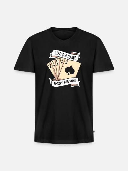 Spades Casino Card Game - Men's Premium Organic V-Neck T-Shirt - black