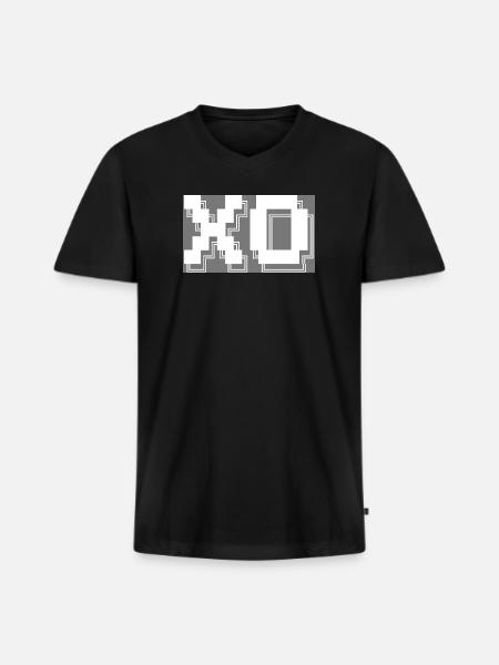 XO Pixel Art Tech - Men's Premium Organic V-Neck T-Shirt - black