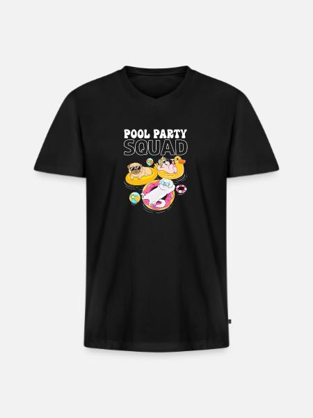 Kids Pool Party Squad Animals Birthday - Men's Premium Organic V-Neck T-Shirt - black