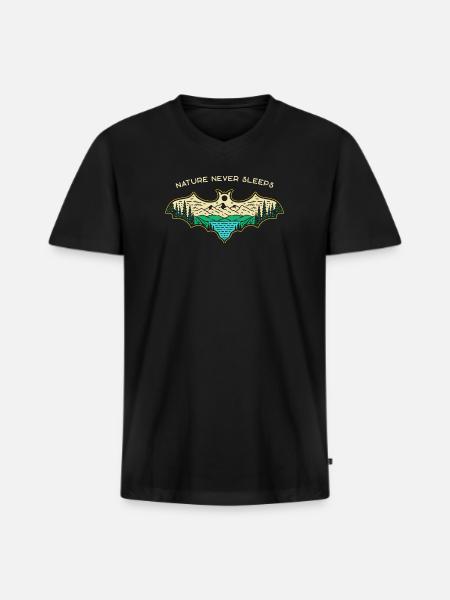 Nature Never Sleeps - Men's Premium Organic V-Neck T-Shirt - black